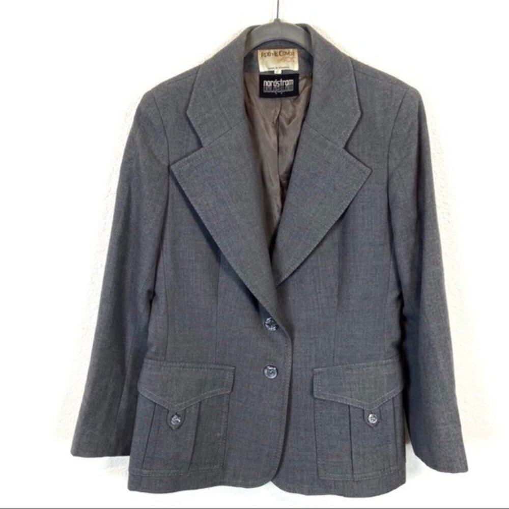 Nordstrom Blazer Wool School Boy Vintage Made in Romania Retro Geek Chic Gray M